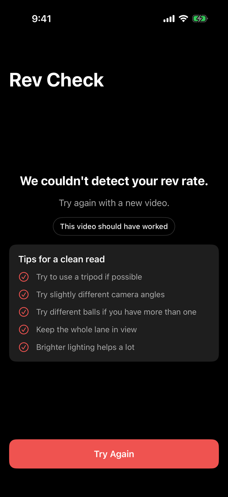 The Rev Check refusal screen reading We could not detect your rev rate, with five tips for a clean read